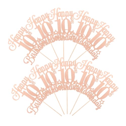 KOMBIUDA 10 Stück Teiliges Geburtstag Cupcake Toppers Glitzer Vielseitige Party Cake Insert Dekorationen Leichte Tragbare Tortendeko für Jubiläum Hochzeit Geburtstag Veranstaltung von KOMBIUDA