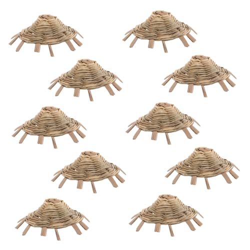 KOMBIUDA 10 Stück Teiliges Mini Strohhüte Fein Gewebt Atmungsaktives Naturstroh Kleine Puppenhut Accessoires für DIY Basteln Partydekoration Puppenhaus Schmuck und Festtagsstimmung von KOMBIUDA