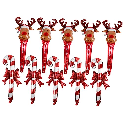 KOMBIUDA 10 Stück Weihnachtsdekorationen Zuckerstange Weihnachten Weihnachtsballon aus Aluminium weihnachts party weihnachten party luftballons Foto Requisiten​​​​​​​ Weihnachtsballons von KOMBIUDA