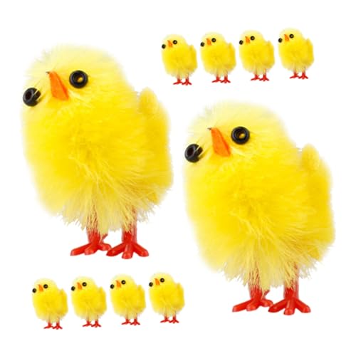 KOMBIUDA 10PCS Mini Küken Beflockung Spielzeug Ostern Huhn Dekorationen Party Dekorationen für von KOMBIUDA