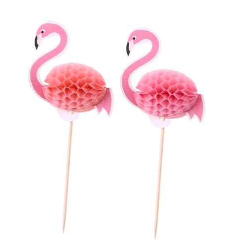KOMBIUDA 10St Flamingo Cupcake Topper. 3D-Flamingo-Kuchendekor 3D- Flamingo Topper. Cupcakes Hawaii-Flamingo-Topper Topper aus Flamingopapier dreidimensional schmücken Pappbecher Zylinder von KOMBIUDA