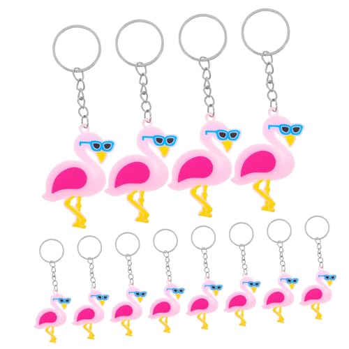 KOMBIUDA 12 Stück Flamingo-Schlüsselanhänger Flamingo-Anhänger hawaiianische Taschen-Schlüsselanhänger-Accessoires-Anhänger Gastgeschenke für hawaiianische Themenpartys PVC von KOMBIUDA