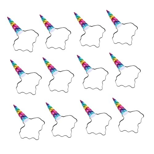 KOMBIUDA 12 Stück Teiliges Haarreifen Einhorn Haarreif Regenbogenfarben Weicher Langlebiger Kopfschmuck für Mädchen Party Weihnachtsfeier und Kostümzubehör von KOMBIUDA