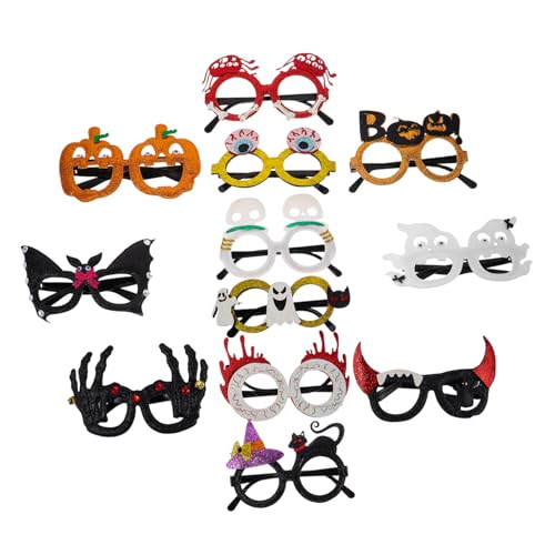 KOMBIUDA 12 Stück Teiliges Halloween Party Brillenset Glitter Kunststoffrahmen Lustige Halloween Brille mit Geist Kürbis Motiv für Erwachsene Party Foto Requisiten von KOMBIUDA
