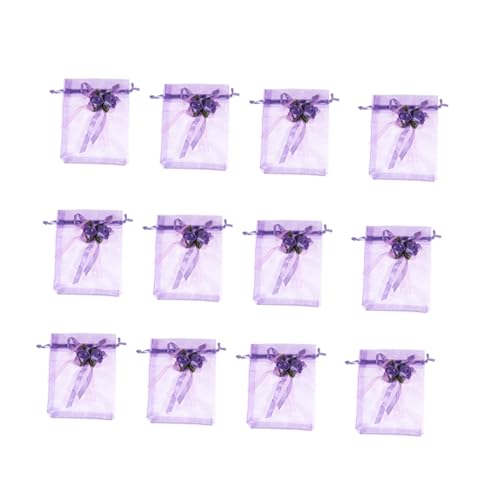 KOMBIUDA 12 Stück Teiliges Kordelzug Mesh Geschenktüten in Violett Wiederverwendbare Aufbewahrungsbeutel für Süßigkeiten Snacks Geschenke als Party und Hochzeitsbeutel von KOMBIUDA