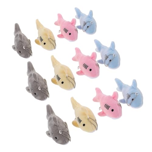 KOMBIUDA 12 Stück Teiliges Plüsch Shark Keychain Anhänger Weiche Mini Stofftier Hai Schlüsselanhänger Vielseitig als Rucksack Handtaschenanhänger Meeres-Themen Partygeschenk Bunte Tier von KOMBIUDA