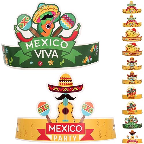 KOMBIUDA 12st Karneval Papierhut Mexikanische Partyhüte Lustiger Hut Festival-party-foto-requisiten Stirnbänder Aus Karnevalspapier Mexikanischer Trachtenhut Erwachsener Mann Kopfbedeckung von KOMBIUDA