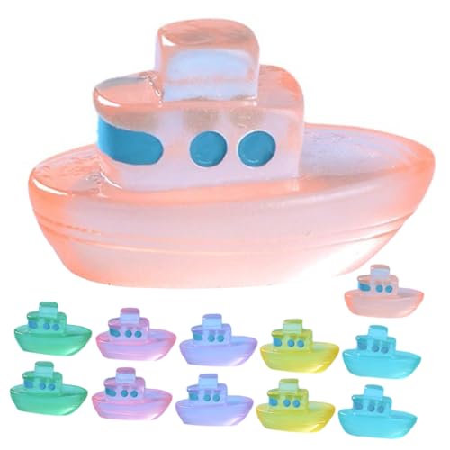 KOMBIUDA 12stücke Miniatur Boot Deko Leuchtende Resin Boote Für Mikrolandschaften Tischdekoration Und Gartenaccessoires Für Kreative DIY Projekte Farben Je von KOMBIUDA