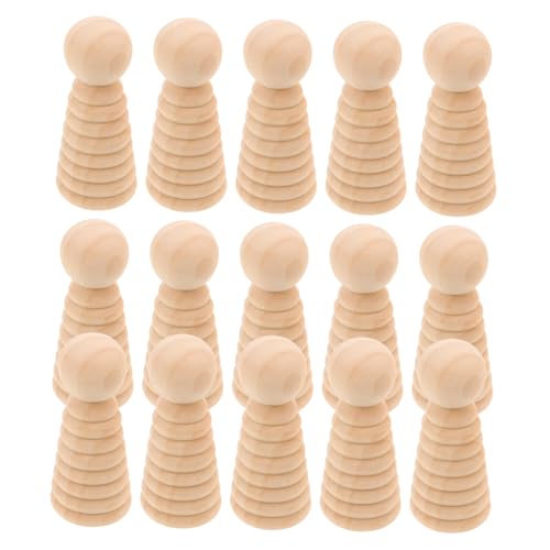 KOMBIUDA 15 Stück Teiliges Unbemalte Holzfiguren zum Bemalen Naturfarbene Holzpuppen aus Glattem Holz für Diy Kunst Bastelprojekte Puppenhausdeko und Kreative Lernaktivitäten von KOMBIUDA