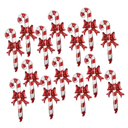 KOMBIUDA 15st Aufblasbare Krücken Lutscher-ballon Weihnachtsbonbonfolienballon Stuffer Große Zuckerstangenballons Weihnachtsbaum Zuckerstange Dekoration Dekorationen Aluminiumfolie Rot von KOMBIUDA