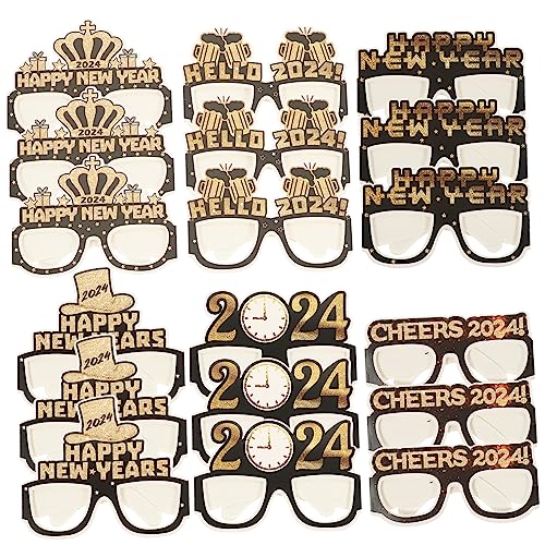 KOMBIUDA 18 Stück 2024 Brillenfassungen für das Neue Jahr kindergeburtstags Dekoration faschingsbrille Partybrille Party-Festival-Brille Gold Brillengestelle frohes neues Jahr Brille Papier KOMBIUDA 18 Stück 2024 Brillenfassungen für das Neue Jahr kindergeburtstags Dekoration faschingsbrille Partybrille Party-Festival-Brille Gold Brillengestelle frohes neues Jahr Brille Papier von KOMBIUDA