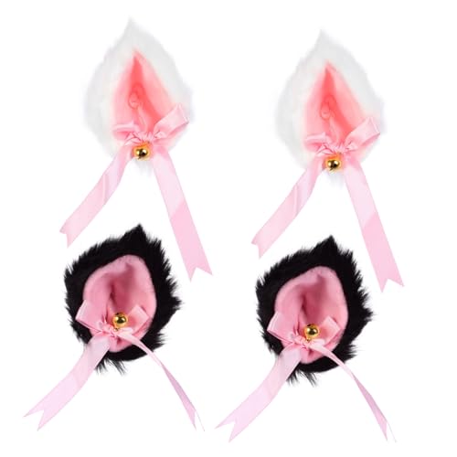 KOMBIUDA 2 Paare Cosplay Katzenohren Haarspangen Plüsch Haarschmuck mit Glöckchen in kontrastreichen Farben für Halloween Karneval Kostüm Party Mädchen Damen KOMBIUDA 2 Paare Cosplay Katzenohren Haarspangen Plüsch Haarschmuck mit Glöckchen in kontrastreichen Farben für Halloween Karneval Kostüm Party Mädchen Damen von KOMBIUDA
