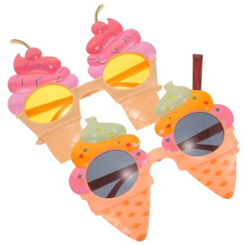 KOMBIUDA 2 Stück Eistüten Brillen Outdoor Strand Sonnenbrillen Geburtstags Sonnenbrillen In Süßer Form Lustige Sonnenbrillen Party Neuheit Strandbrille Eiscreme Brille Requisite von KOMBIUDA