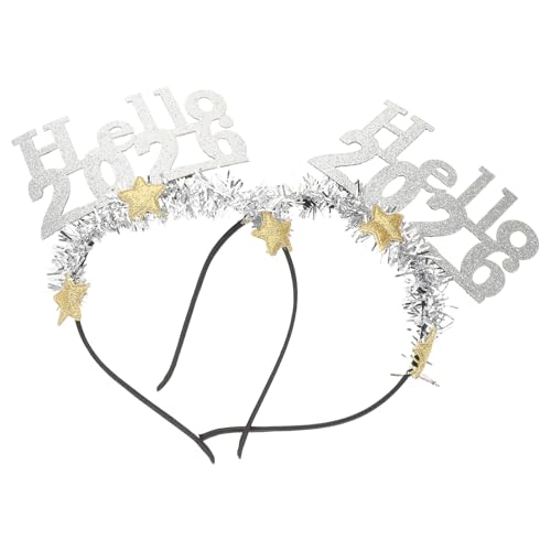 KOMBIUDA 2 Stück Neujahrshaarband Hello Glitzerstern Stirnband für Erwachsene und Festliches Kopfschmuck für Neujahrsfeiern Funkelnde Sterne und Metallische KOMBIUDA 2 Stück Neujahrshaarband Hello Glitzerstern Stirnband für Erwachsene und Festliches Kopfschmuck für Neujahrsfeiern Funkelnde Sterne und Metallische von KOMBIUDA