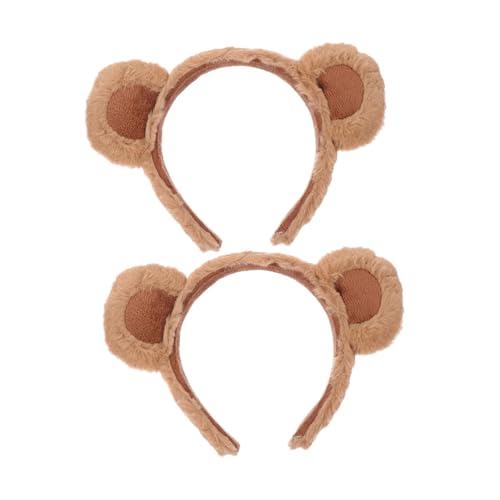 KOMBIUDA 2 Stück Niedliches Teiliges Bärenohren Haarband aus Weichem Multifunktional und Tragbar zum Fixieren der Haare Beim Waschen und Schminken für Cosplay Party und Alltag Braune von KOMBIUDA