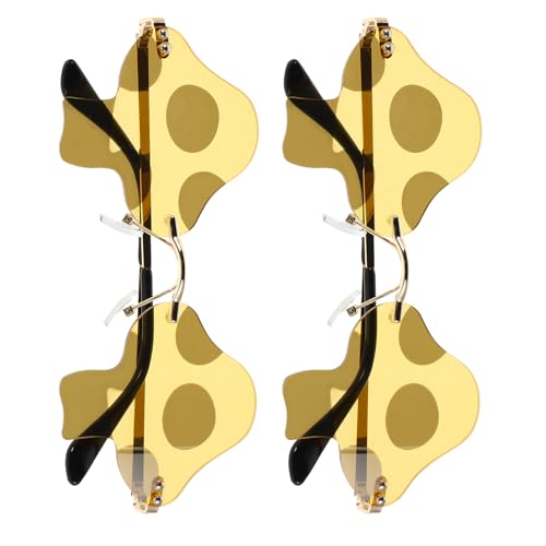 KOMBIUDA 2 Stück Retro Randlose Sonnenbrille für Sommerpartys Festivals Lustige Sonnenbrille für Reisen Cosplay und Halloween von KOMBIUDA