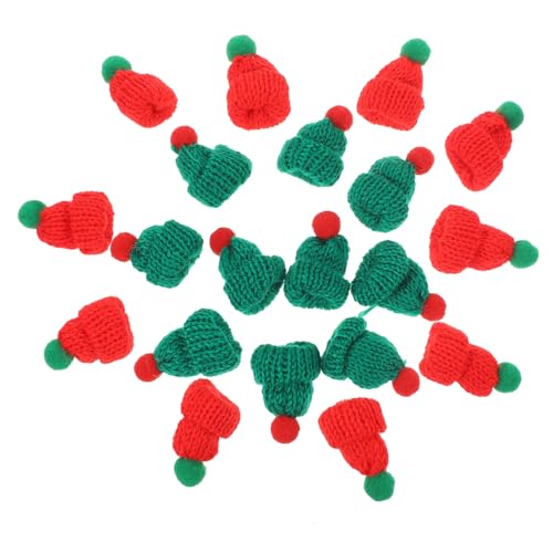 KOMBIUDA 20 Stück Teiliges Miniatur Strick Weihnachtsmützen Kleine Nikolausmützen in Rot und Grün Langlebige DIY Dekoration für Weihnachtsfeiern und Weinflaschen Festliche von KOMBIUDA