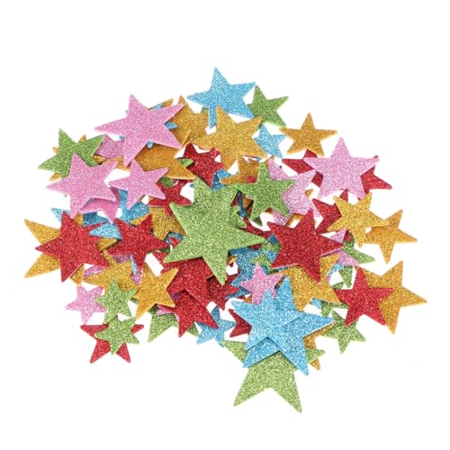 KOMBIUDA 200 Stück Glitzer Sterne Aufkleber für Wand und Decken Diy Projekte Zufällige Farben Selbstklebende Sternaufkleber für Bastelarbeiten Schulprojekte Scrapbooking und von KOMBIUDA