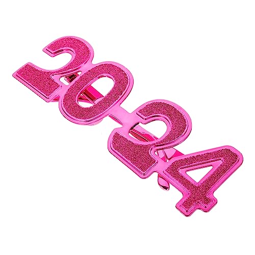 KOMBIUDA 2024 Brille klare Gläser Jahre Trinkbrille Trinken schnapsgläser ferngläser lustige brillen witzige brillen glasees Zahlenbrille Neujahrsparty-Brillen Stk Rosy von KOMBIUDA