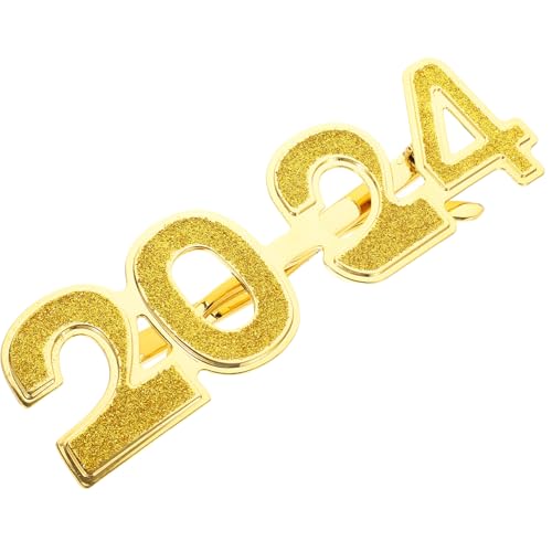 KOMBIUDA 2024 Brille party mitgebsel kinderparty mitgebsel festival glasses lustige brillen partygläßer Füllstoffe 2024 neues Jahr gläser Zahlenbrille Party-Brillen-Dekore Stk Golden von KOMBIUDA