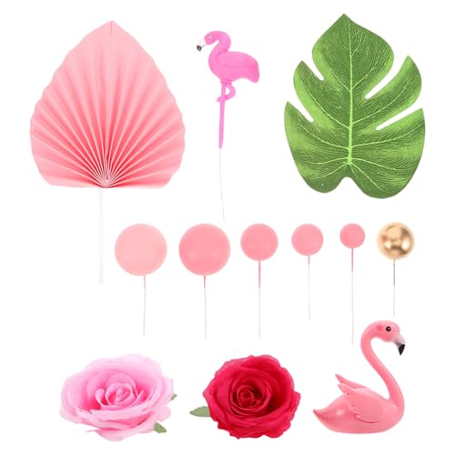 KOMBIUDA Strandkuchenaufsatz Mit Flamingo Palmblättern Papierfächern Und Metallkugeln Für Tropische Hawaii-deko Und Geburtstagsfeiern KOMBIUDA Strandkuchenaufsatz Mit Flamingo Palmblättern Papierfächern Und Metallkugeln Für Tropische Hawaii-deko Und Geburtstagsfeiern von KOMBIUDA