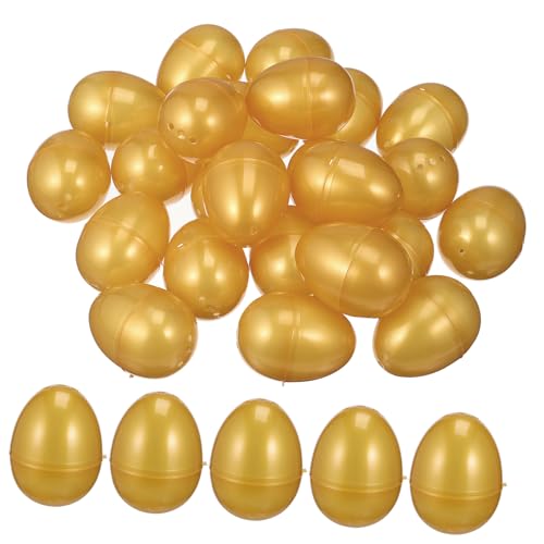 KOMBIUDA 24 Stück Goldene Plastikeier zum Befüllen Kreative Verpackungsbox für Süßigkeiten und Wiederverwendbare Lotteriekugeln für Partys und Feiern von KOMBIUDA