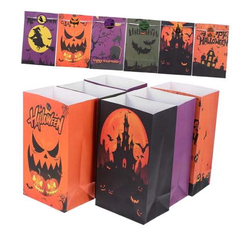 KOMBIUDA 24 Stück Robuste Papiertüten mit Kürbis Hexen und Fledermaus für Partygeschenke Süßigkeiten und Kleine Spielzeuge für Kinderfeste von KOMBIUDA