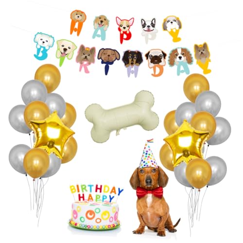 KOMBIUDA 24-Teiliges Set Luftballons Gastgeschenke Aluminiumfolienballons und Banner der Hund das Banner Haustier Hund von KOMBIUDA