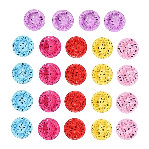 KOMBIUDA 24-teiliger Mini-Hut Mit Glänzenden Pailletten Puppenhut Breitkrempiges Visier DIY-bastelmaterial Für Puppenspielzeug Heimwerkerliebhaber KOMBIUDA 24-teiliger Mini-Hut Mit Glänzenden Pailletten Puppenhut Breitkrempiges Visier DIY-bastelmaterial Für Puppenspielzeug Heimwerkerliebhaber von KOMBIUDA