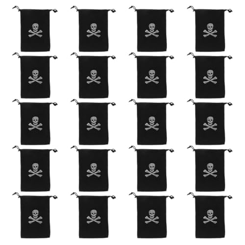 KOMBIUDA 24st Piraten-aufbewahrungstasche Piraten-münztüten Taschen Für Piratenpartys Halloween Süßes Sonst Gibt's Saures Taschen Halloween-leckerli-taschen Für Black Polyester von KOMBIUDA