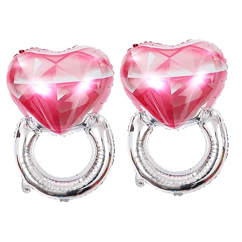 KOMBIUDA 2St Ballon mit Diamantring Abschlussball Heliumballons zum Geburtstag Fiesta Ringballon hochzeitsdeko hochzeitsballons valentinstag ballon Brautduschenballons Aluminiumfolie Rosa von KOMBIUDA