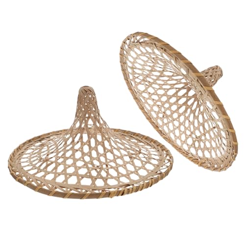 KOMBIUDA 2St Hut aus Bambus leuchtschild lampenabdeckung decor festival ausstattung Kostümzubehör Fischerhut aus Stroh für Damen Kappen Merch Rand tanzende Requisite leichte Abdeckung Beige von KOMBIUDA