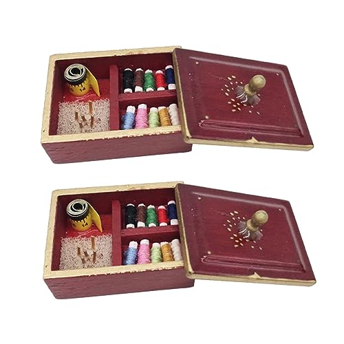 KOMBIUDA 2St hölzernes Vintage- für kinderspielzeug Dollhouse Accessories kinderspielsachen Holz Nähkästchen Modell Retro-Szenendekoration Nähset Bambus KOMBIUDA 2St hölzernes Vintage- für kinderspielzeug Dollhouse Accessories kinderspielsachen Holz Nähkästchen Modell Retro-Szenendekoration Nähset Bambus von KOMBIUDA