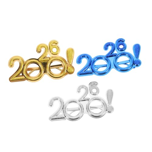 KOMBIUDA 3 Stück Silvester Brillen mit Ausrufezeichen Deko Leichte Plastik Happy Year Eyewear Lustige Party Sonnenbrillen für Erwachsene Bunte Glitzer Brillen für Neujahrsfeier von KOMBIUDA