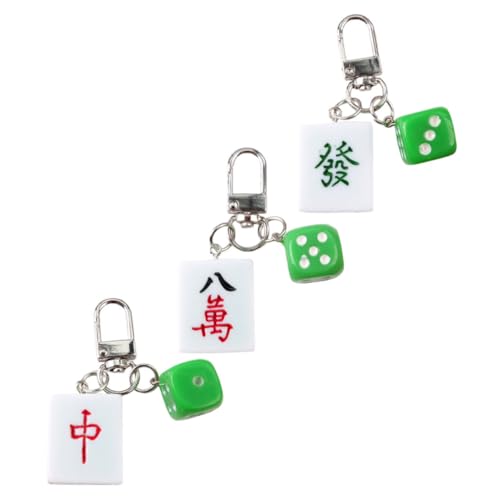 KOMBIUDA 3stücke Schlüsselanhänger Aus Harz Und Metall Mit Mahjong-motiv Als Hängedekoration Oder Taschenanhänger Einsetzbar Kompakt Und Tragbar Für Alltag von KOMBIUDA