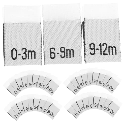KOMBIUDA 300 Stück Monatslabels aus Polyester Neugeborenen Kleidung Näh etiketten Monate Praktische und Dekorative Monatsaufkleber für Jungen und Mädchen Langlebig und Vielseitig von KOMBIUDA