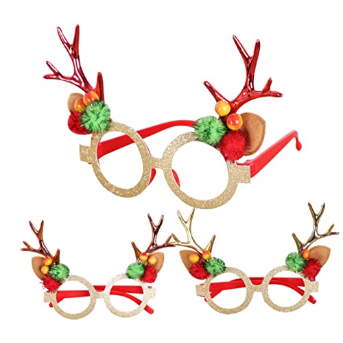 KOMBIUDA 3Stücke Weihnachtsfeier Brillen Mit Rentierdesign Rote Goldene Und Rosafarbene Partybrille Für Erwachsene Und Foto Requisiten Für Festliche Anlässe von KOMBIUDA