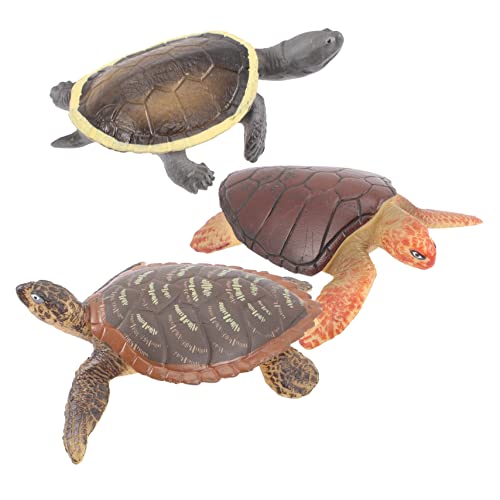 KOMBIUDA 3st Schildkröten-Modell Schildkrötenfigur Lebensechte Schildkröte Tierspielzeug Pädagogische Figur Wilde Tierfiguren Reptil Schreibtisch Kind Plastik Chinesische Weichschildkröte von KOMBIUDA
