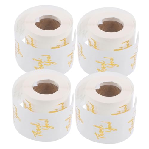 KOMBIUDA 4 Rollen Dankeschön Aufkleber Transparente Selbstklebende Rundetiketten für und Verpackungen für Hochzeiten Partys und Kleine Unternehmen von KOMBIUDA