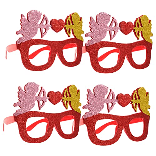 KOMBIUDA Sonnenbrillen 4 Stück Brillengestelle Zum Valentinstag Gläser Fräulein Plastik Foto Foto-Requisiten von KOMBIUDA