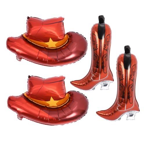 KOMBIUDA 4 Stück Cowboy -Stiefelballon Cowboystiefel-Ballons Luftballons Partyballons im Western-Stil Rodeo-Motto-Partydekorationen Kinderpartyballons Westernballons Aluminiumfolie Braun von KOMBIUDA