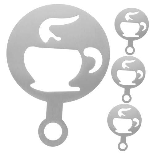 KOMBIUDA 4 Stück Kaffee-Latte-Form wiederverwendbare Latte-Schablonen Kaffeezubehör schäumen werkzeug stollenform Latte-Dekorationsschablonen Kaffeeutensilien Rostfreier Stahl Silber KOMBIUDA 4 Stück Kaffee-Latte-Form wiederverwendbare Latte-Schablonen Kaffeezubehör schäumen werkzeug stollenform Latte-Dekorationsschablonen Kaffeeutensilien Rostfreier Stahl Silber von KOMBIUDA