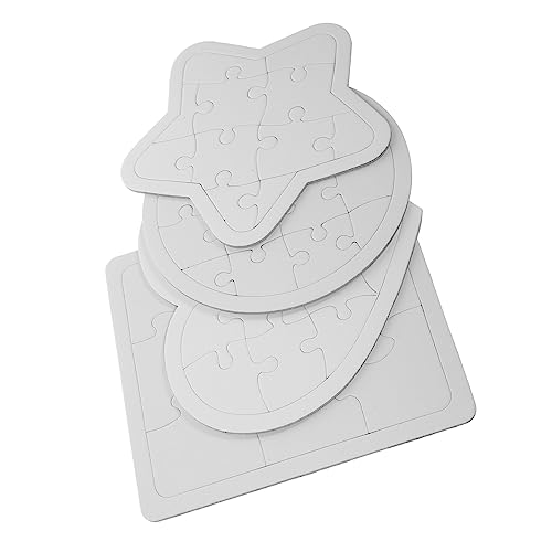KOMBIUDA 4 Stück Teiliges DIY Blanko Puzzle Weiße Runde und Herzförmige Puzzleteile Selbstgestalten Bemalen und Kreativem Basteln für Fördert Feinmotorik und Fantasie von KOMBIUDA