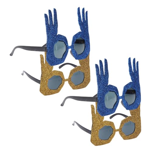 KOMBIUDA 4 Stück Teiliges Fingerbrillen Ok-hand-geste Lustige Partybrille in Gold und Blau Robuste Verspielte Kostüm-accessoires für Fotos und Feierlichkeiten von KOMBIUDA