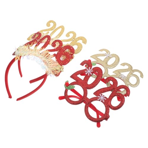 KOMBIUDA 4 Stück Teiliges Year's Eve Glitzer Haarband und Partygartenbrille Funkelnde Haarreifen für Festliche Anlässe für Silvester Feiern und Feiertagsdeko von KOMBIUDA
