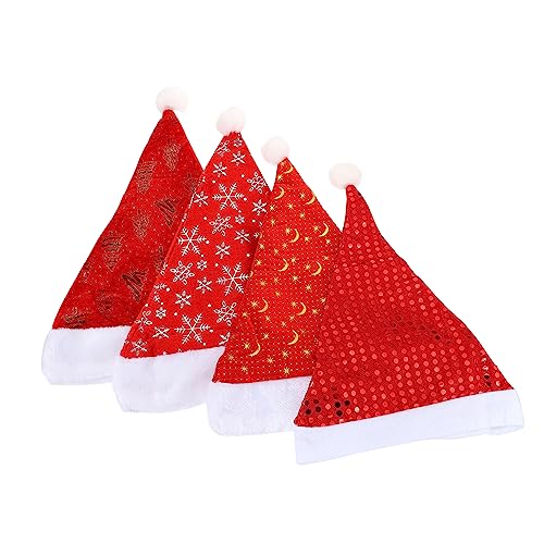 KOMBIUDA 4 Stück weihnachtsmütze hängender Hut Weihnachtsbaum Hut Flaschenverschlusshut weihnachtsbaumanhänger christmas tree hat Christbaumschmuck Weihnachtsversorgung Goldener Samt von KOMBIUDA