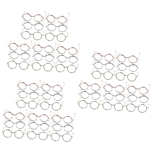 KOMBIUDA 3 Sets Puppen-anziehbrillen Miniaturbrillen Metalldrahtrahmen Linsenlose Brillen Babypuppen-zubehör Lustiges Spielzeug 15 Stück * 3 von KOMBIUDA