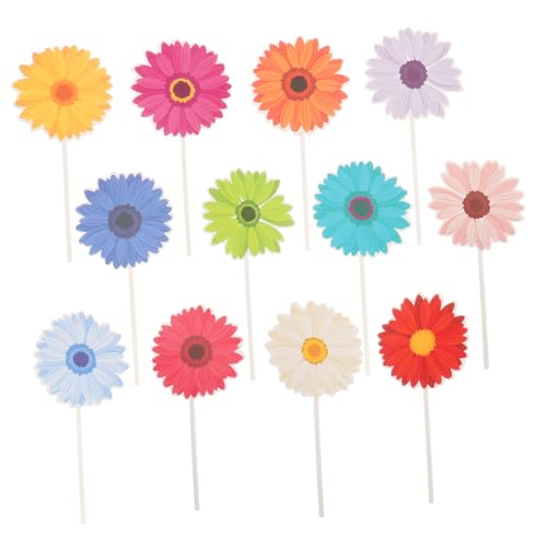 KOMBIUDA 48 Stück Hochzeitstortendekorationen Cupcake Topper Blumen Picker Für Mädchen Gänseblümchen Blumen Motive Gänseblümchen Kuchendekorationen Papierblumen Cupcake Topper von KOMBIUDA