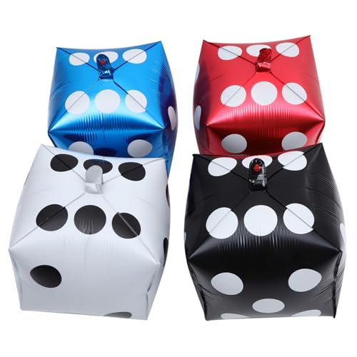 KOMBIUDA 4Stücke Würfelballons Aluminiumfolienballons Für Themenpartys Weiße Schwarze Rote Und Blaue Würfelform Luftballons Für Party Dekorationen von KOMBIUDA