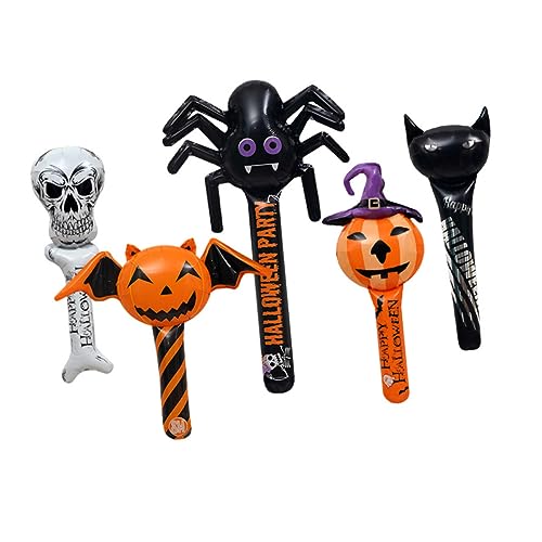KOMBIUDA Halloween-dekorationen 5er-pack Aufblasbare Stäbe Aluminiumfolie Doppelseitiger Druck Party-handballons Für Jungen Und Mädchen von KOMBIUDA